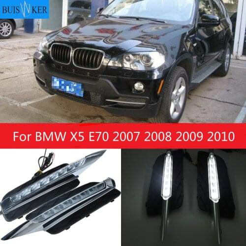 1Pair DRL For BMW X5 E70 2007 2008 2009 2010 Daytime Running Lights Daylight Car auto LED Fog Head Lamp Light Cover