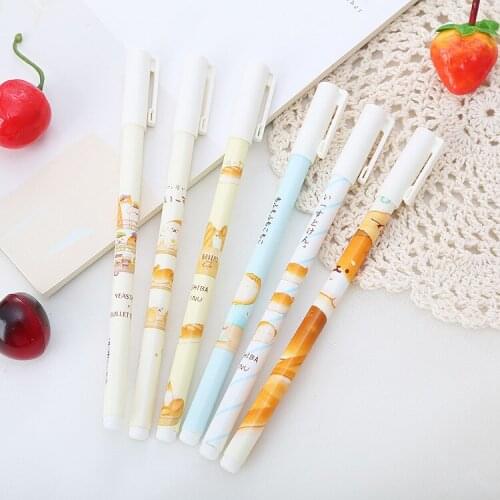 1PC Student Gel Pen Creative Burger Bear Pen 0.5mm Needle Tube Black Signature Pen Learning Office Stationery School Supplies