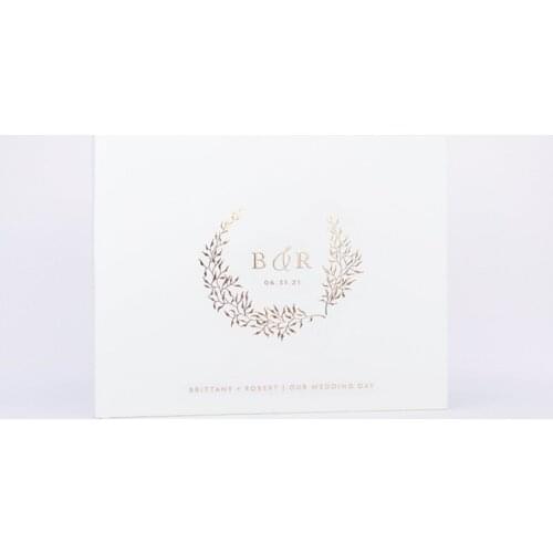 Personalize Mr and Mrs names Wedding Guest Book, Wedding Guestbook Custom, Rose Gold birthday Botanical Wreath, Photo Book