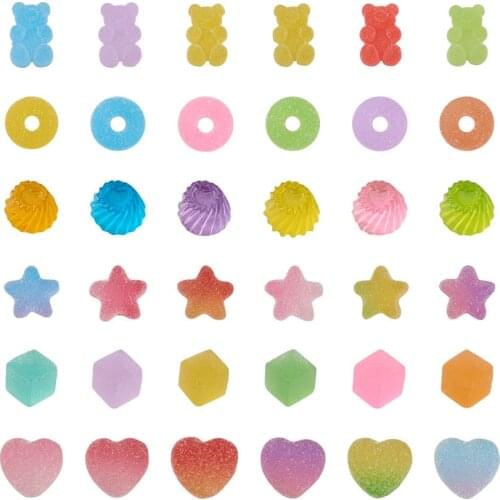 1Box Kawaii Resin Cabochons Simulation Heart Candy Cute Bear Flatback Cabochon DIY Jewelry Craft Phone Case Decor Hair Accessory