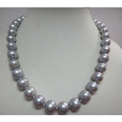 White clasp GORGEOUS 10-11 MM NATURAL TAHITIAN GRAY PEARL NECKLACE