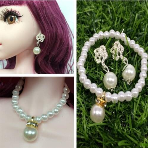 Doll Pearl Necklace Earring Shoes Doll Accessories For BIyth Babie