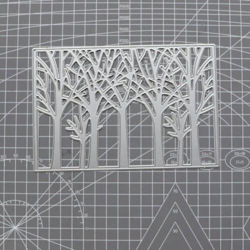 Forest Tree Border Rectangle Metal Cutting Dies Background Craft Die Scrapbooking for DIY Card Template