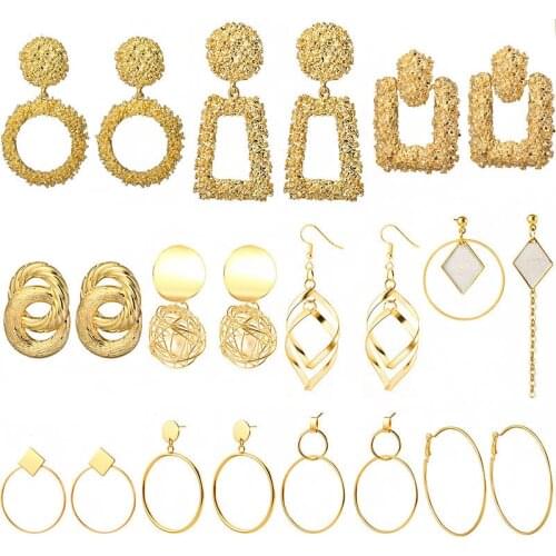 Fashion Statement Earrings 2019 Big Geometric Round Earrings For Women Hanging Dangle Earrings Drop Earing Modern Female Jewelry