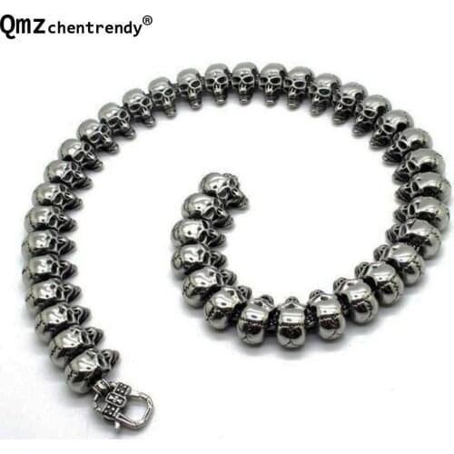 Steel Soldier Arrival Fashion Men Punk Skull Head Chain Necklace Stainless Steel High Quality Men Skeleton Hip hop jewelry