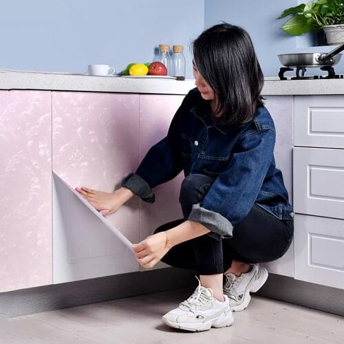 Nordic PVC Wall Stickers Self Adhesive Film Wallpaper Furniture Renovation Stickers Kitchen Cabinet Waterproof Films Home Decor