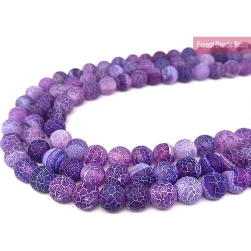 Natural Frost Crab Purple Agates Round Loose Beads 15" Strand 6 8 10MM Diy Bracelet Charm Beads for Jewelry Making Wholesale