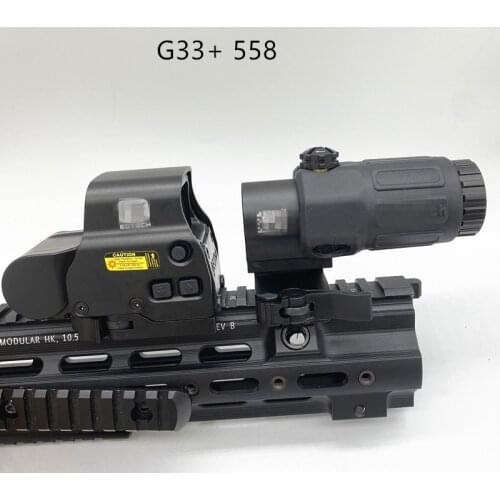 New G33 3X Magnifier 558 RED DOT SET Airsoft with Switch to Side Quick Detachable QD Mount Hunting Sight