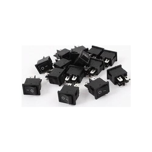 NEW!15 Pcs Black 4 Pins DPST On/Off Rocker Switch AC 250V 6A 125V 10A