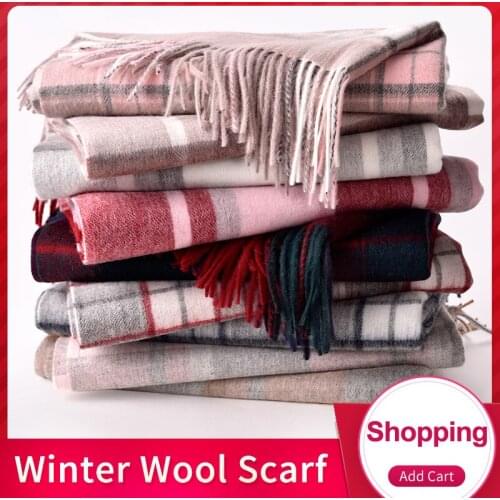 Plaid 2021 Luxury Winter Cashmere Scarf Women Thicken Warm Scarves Wool Scarf Female Wrap Pashmina Tassels Fashion Plaid Scarf