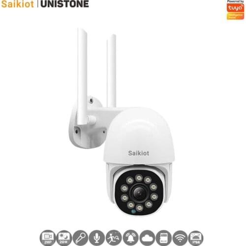 Saikiot Tuya Smart 3MP WIFI Waterproof Speed Dome Dual Light with Auto Tracking Camera powered by Unistone