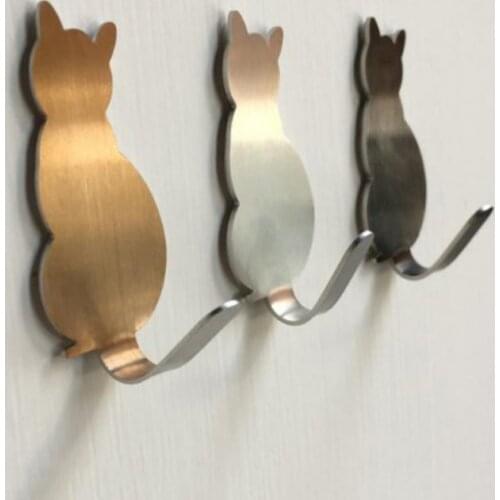Self Adhesive Hooks Cat Shaped Storage Holder for Bathroom Hanging Door Clothes Towel Racks Kitchen Key Hanger Hook on Wall