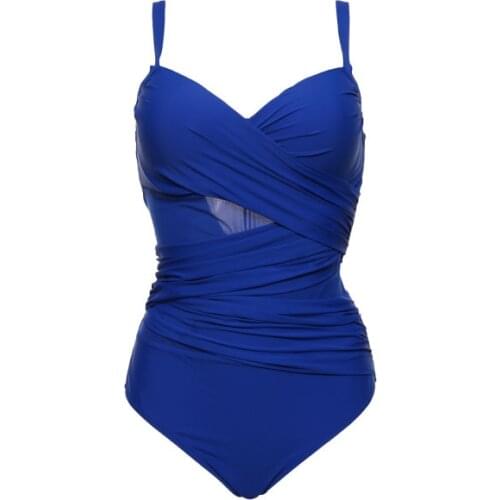 Sexy One Piece Swimsuit Women Summer Beachwear Vintage Mesh Swimwear Bathing Suits Bodysuit Monokini Plus Size