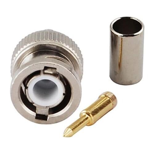 BNC male plug for 75-3 RG58 75-4 RG59 75-5 RG60 coaxial cable, RG-58 RG-59 RG-60 BNC Connector 3-piece crimp connector plugs