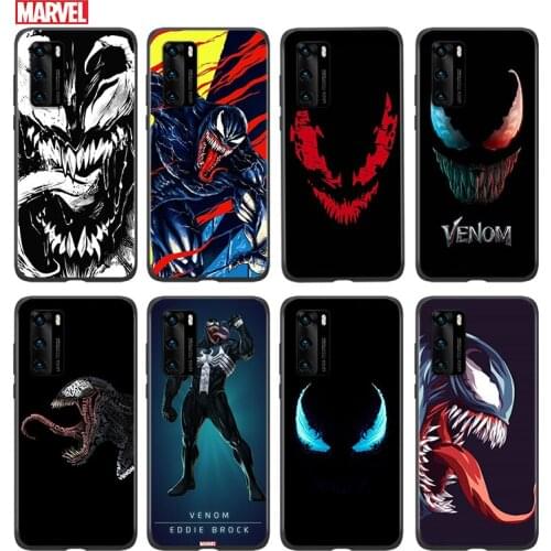 Silicone Cover Marvel Venom Dark Hero For Huawei P 50 P40 P30 P20 P10 P9 P8 Pro Plus Lite E mini 2017 2019 Phone Case