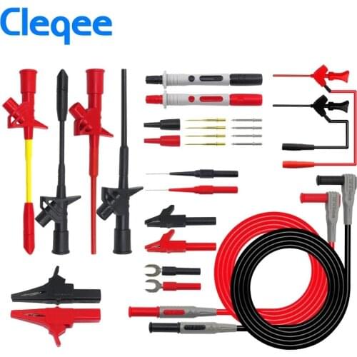 Cleqee P1300 Series Replaceable Multimeter Probe Probes Test Hook&Test Lead kit kits 4mm Banana Plug Alligator Clip Test Leads