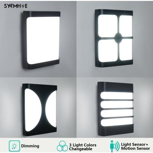 Modern Led Garden Wall Light Outdoor Sensor Radar Ip65 Aluminum Nordic Dimming 3 Light Changeable Porch Outdoor Sconce 10W / 20W