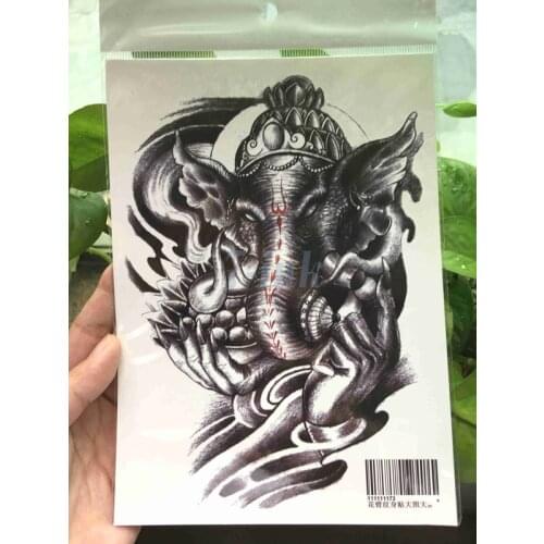 Waterproof Temporary Tattoo Sticker big size elephant Ganesha tattoo Water Transfer Fake Tatoo For Man Women