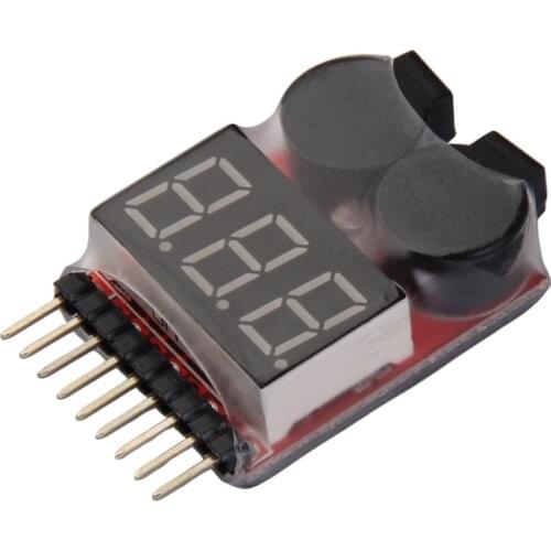 High precision 2 in1 RC Lipo Battery Low Voltage Meter Tester Indicator 1S-8S LED Battery Low Voltage Buzzer Alarm