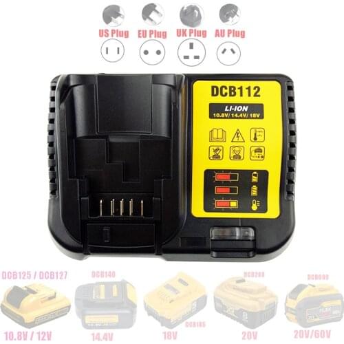 Dawupine DCB112 Li-ion Battery Charger For DeWalt 10.8V 12V 14.4V 18V DCB101 DCB200 DCB140 DCB105 DCB200