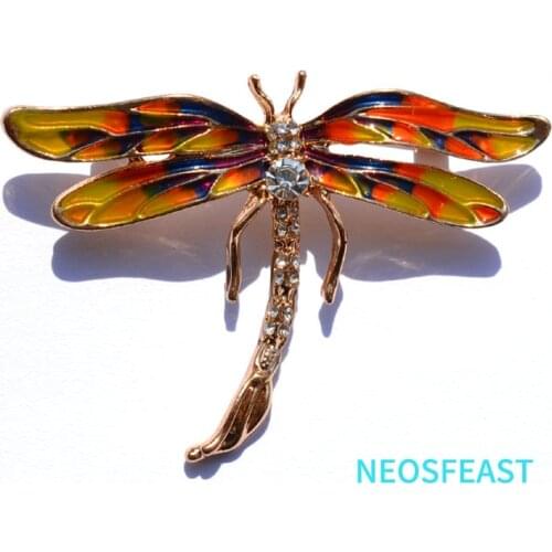 Elegant Rhinestone Dragonfly Brooches for Women Multi Color Delicate Enameled Pin Ladies Garments Wedding Gifts Fashion Jewelry