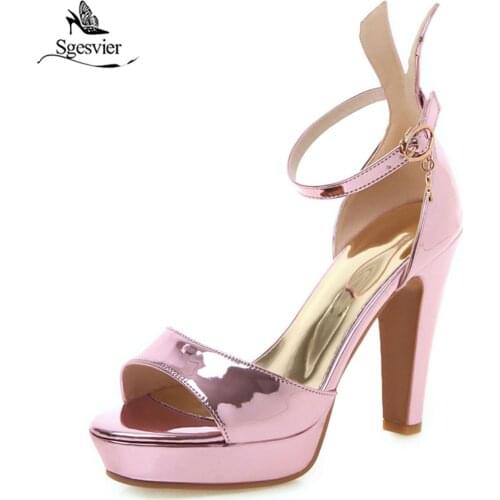 Sgesvier 2019 Large Size 43 Top Quality Thin High Heels Peep Toe Shoes Woman Sexy Buckle Party Women Shoes Sandals Summer G439