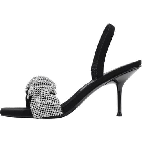 2021 Women High Heels Slingback Gladiator Sandals Summer Elegant Stiletto Star style Luxury Crystal Princess Party Prom shoes