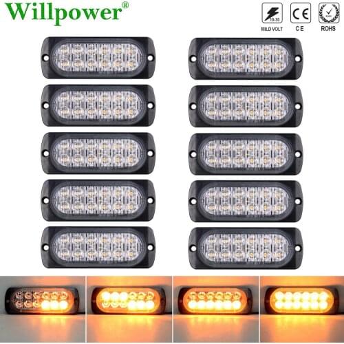 10pcs Tow Truck Emergency Strobe Warning Lamp Kit Vehicle Traffic Breakdown 12LED Amber Light Beacon Hazard Flash Light