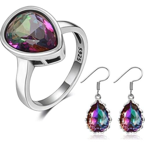 100% Genuine 925 Silver Earrings Ring Jewelry Sets Top Quality Vintage Elegant Fine Jewelry Set Womens Party Birthday Gifts New