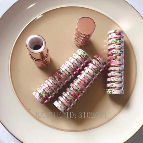 12.1mm Elegant Round Cosmetic Lipstick Tube, Empty Beautiful Handmade Lip Rouge Refillable Containers, Lip Balm Storage Bottle