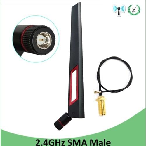 2pcs 2.4GHz WiFi Antenna 8dBi Aerial RP-SMA Male Connector 2.4 ghz antena wi-fi +21cm PCI U.FL IPX to SMA Male Pigtail Cable