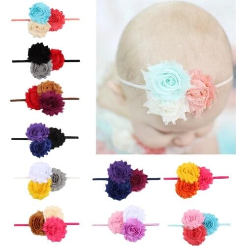 2017 New Arrival Infant Chiffon Flower Headbands Children Headwear Hair 3pcs Floral Hair Accessories Baby Headband