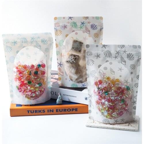 50Pcs Cartoon Candy Biscuit Ziplock Packaging Bag Snowflakes Cookies Baking Snack Nougat Gift Baking Package Bakery