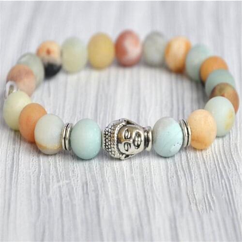 8mm Matte Amazonite Stone Beads Handmade Mala Bracelet Spiritua Prayer Spirituality Religious Chakra Wristband Japa