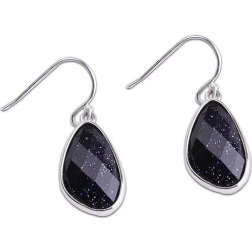925 Sterling Silver Drop Earrings with Irregular Sandstone Crystal for Women Girls,Free Shipping