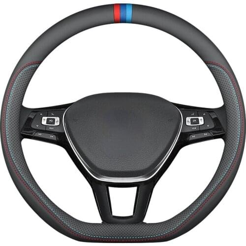 Car Steering Wheel Leather Suede Cover Decorations For VW TACQUA Tiguan X T-Cross CC T-ROC Polo Plus Golf 8 MK8