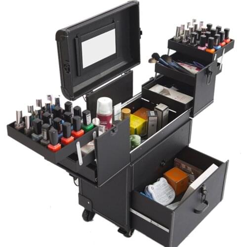 Brand cosmetic luggage profession travel Trolley Makeup Box Beauty Case professional Luggage Suitcase Bag makeup Universal Wheel