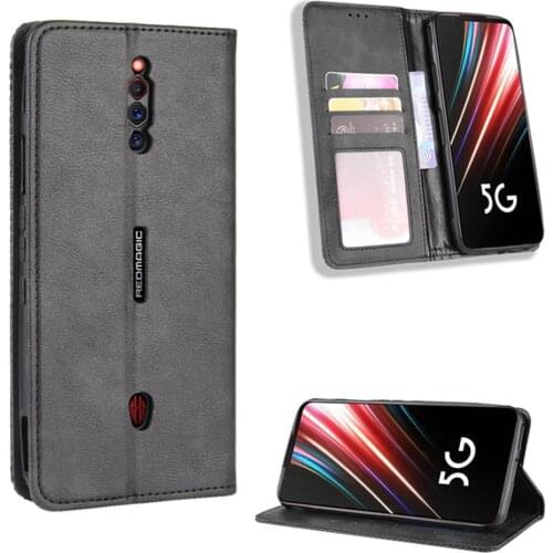 For ZTE Nubia Red Magic 5G Case Luxury Flip PU Leather Wallet Magnetic Adsorption Case For Red Magic 5S Magic5G Phone Bags