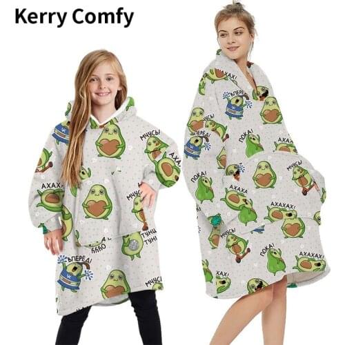 Double Side Wearable Hooded Blanket with Sleeves Winter Thick Fleece Weighted Blanket Hoodie Flannel Throw Blankets for Beds