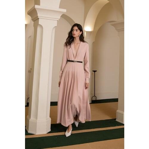 French gentle V-Neck long sleeve dress autumn winter 2020 long style dress 1218