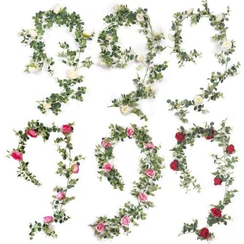 Artificial Green Plants Hanging Ivy Leaves Radish Seaweed Grape Fake Flowers Vine Home Garden Wall Party Decoration