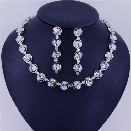 Full Zircon High Quality Necklace Earrings Bracelet Set Fashion Crystal Jewelry Bridal Wedding Necklace Clothing Accessories
