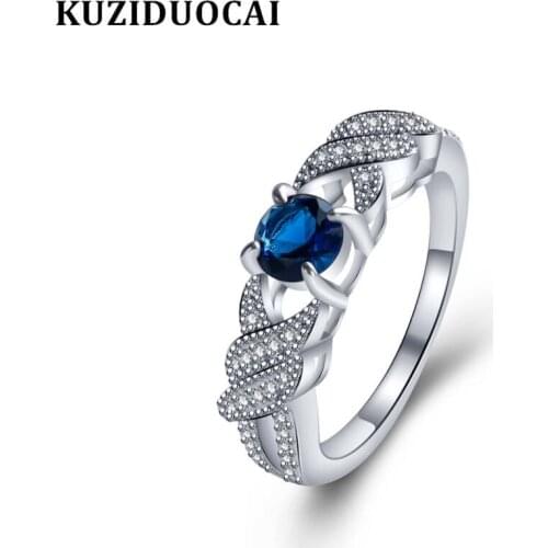 Kuziduocai New Fashion Jewelry Dense Zircon Stainless Steel Interweave Wedding Bride Party Rings For Women Anillos Mujer R-742