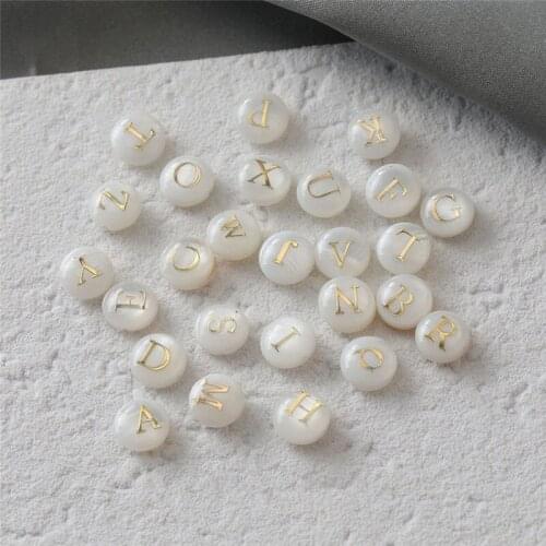 52pcs/lot copper Arabic letters core 8mm goemtry rounds shape Straight hole shells beads diy jewelry earring/bracelet accessory