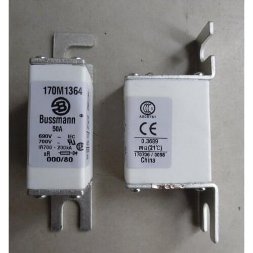 Fuses: 170M1364 50A 690V / 170M1365 63A / 170M1366 80A / 170M1367 100A / 170M1368 125A 690V aR