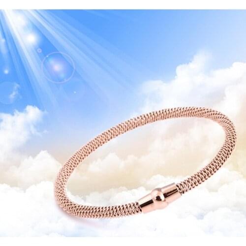 Stainless Steel Spring Cable Wire Bracelet Elastic Magnet Buckle Jewelry Fashion Jewelry Bracelet 2021 Summer New