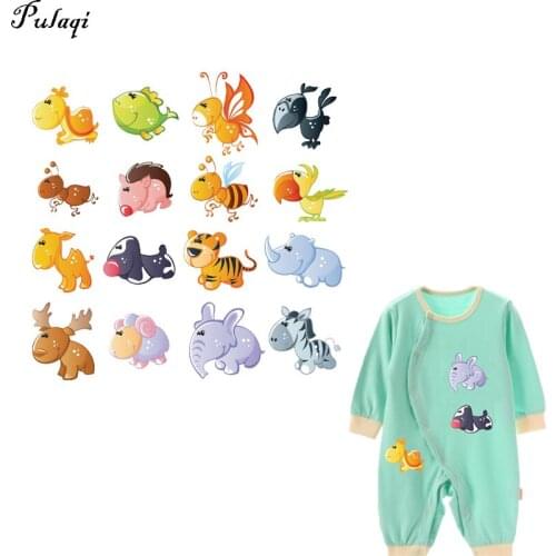 Pulaqi Cute Tiger Dog Iron-on Patches for Kids Clothing Applique DIY Heat Transfers Clothes Baby Sticker Garment Accessories D