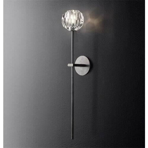 RH Post Modern Candlestick Crystal Wall Lamps American Nordic Villa Hotel Model Room Wall Lights Aisle Mirror Headlight Fixtures
