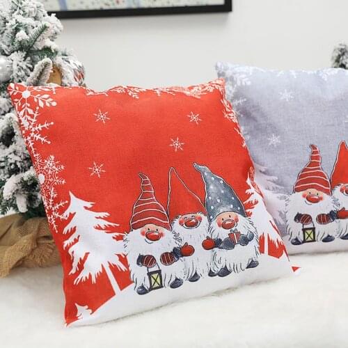 Christmas Pillow Covers Cute Gnome Nordic Tomte Print Throw Cushion Covers for Sofa Couch Bed Soft Pillowcase