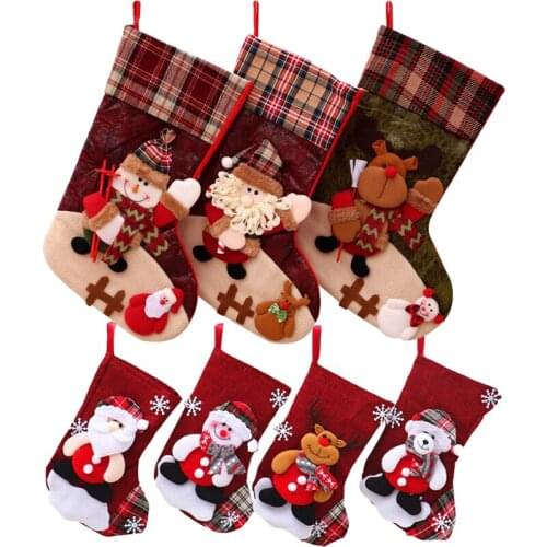 Navidad Gifts Christmas Stocking Large Xmas Gift Bags Fireplace Decoration Socks New Year Candy Holder Christmas Decor for Home